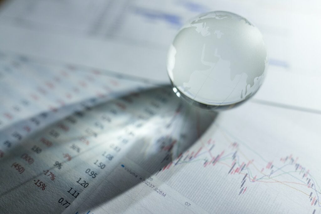 Financial planning with glass globe